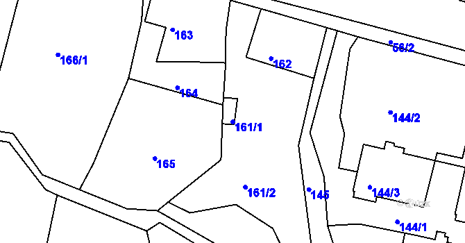 Parcela st. 161/1 v KÚ Chřibská, Katastrální mapa
