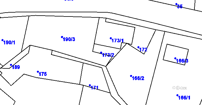 Parcela st. 173/2 v KÚ Chřibská, Katastrální mapa
