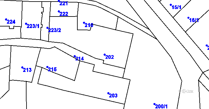 Parcela st. 202 v KÚ Chřibská, Katastrální mapa
