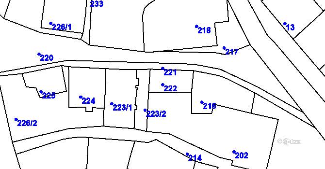 Parcela st. 222 v KÚ Chřibská, Katastrální mapa