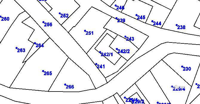 Parcela st. 242/1 v KÚ Chřibská, Katastrální mapa