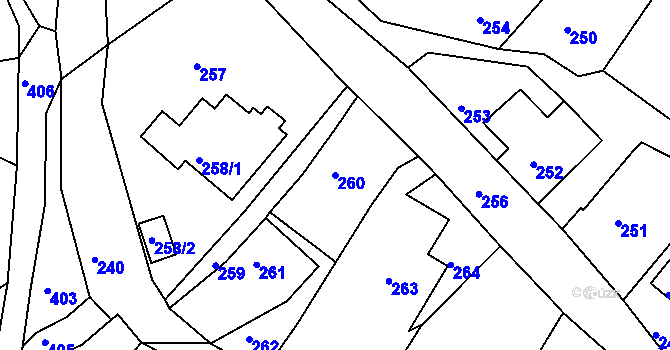 Parcela st. 260 v KÚ Chřibská, Katastrální mapa