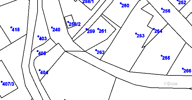 Parcela st. 262 v KÚ Chřibská, Katastrální mapa