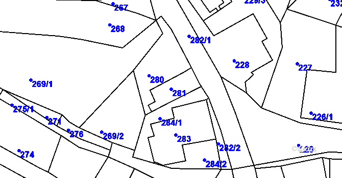 Parcela st. 281 v KÚ Chřibská, Katastrální mapa