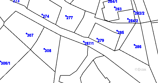 Parcela st. 287 v KÚ Chřibská, Katastrální mapa