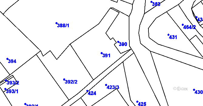 Parcela st. 391 v KÚ Chřibská, Katastrální mapa