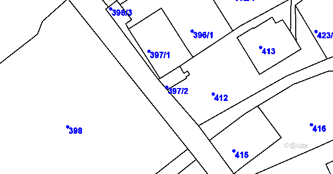 Parcela st. 397/2 v KÚ Chřibská, Katastrální mapa