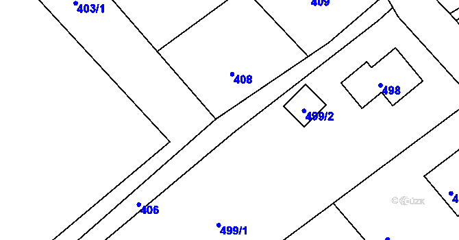 Parcela st. 407 v KÚ Chřibská, Katastrální mapa