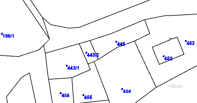 Parcela st. 444 v KÚ Chřibská, Katastrální mapa