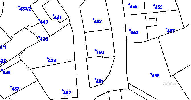 Parcela st. 460 v KÚ Chřibská, Katastrální mapa