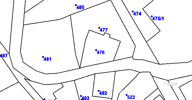 Parcela st. 476 v KÚ Chřibská, Katastrální mapa