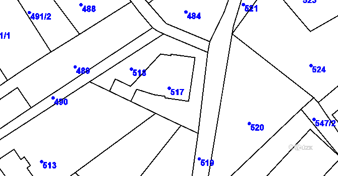 Parcela st. 517 v KÚ Chřibská, Katastrální mapa
