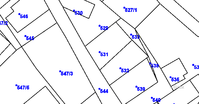 Parcela st. 531 v KÚ Chřibská, Katastrální mapa