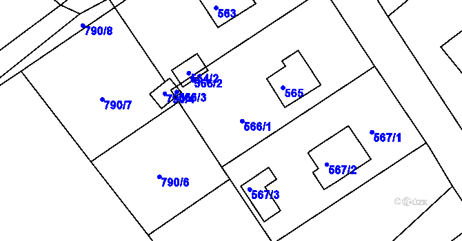 Parcela st. 566 v KÚ Chřibská, Katastrální mapa