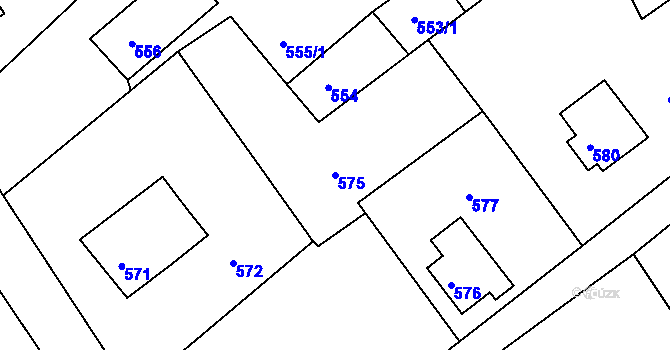 Parcela st. 575 v KÚ Chřibská, Katastrální mapa
