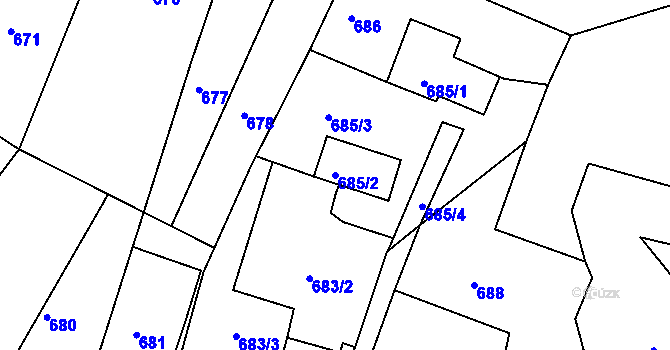 Parcela st. 685/2 v KÚ Chřibská, Katastrální mapa