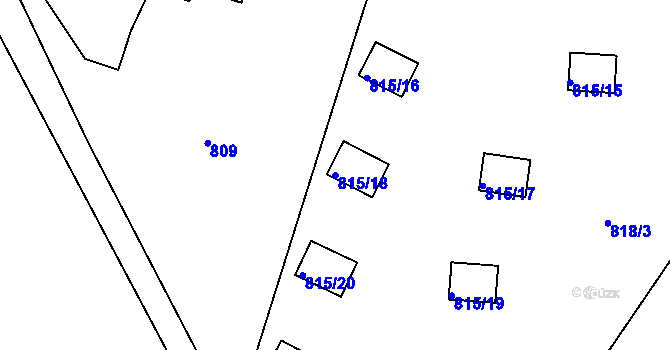 Parcela st. 815/18 v KÚ Chřibská, Katastrální mapa