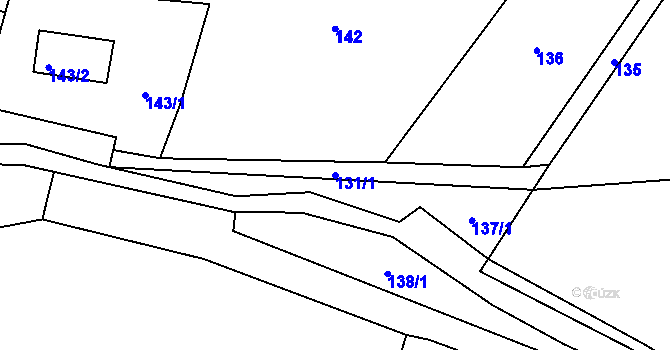Parcela st. 131/1 v KÚ Chřibská, Katastrální mapa