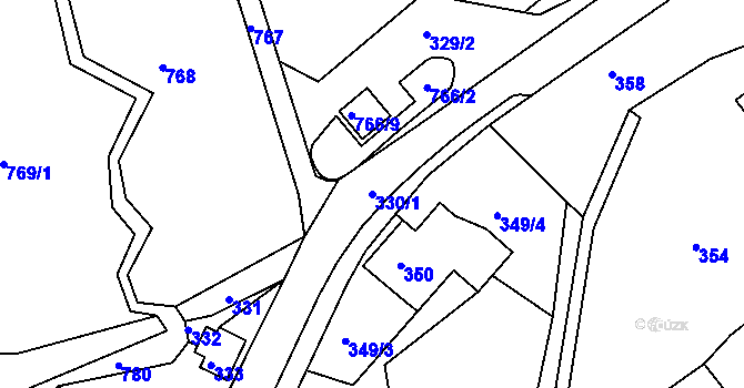 Parcela st. 330/1 v KÚ Chřibská, Katastrální mapa