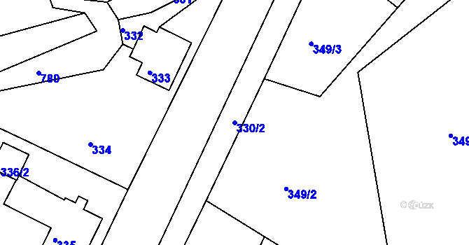 Parcela st. 330/2 v KÚ Chřibská, Katastrální mapa