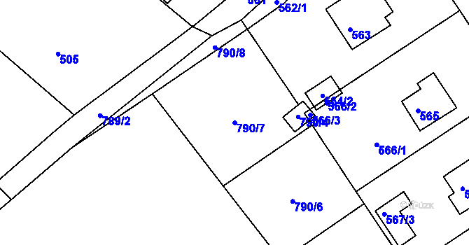 Parcela st. 790/7 v KÚ Chřibská, Katastrální mapa