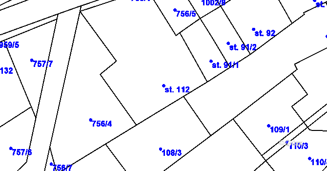 Parcela st. 112 v KÚ Kostelany, Katastrální mapa