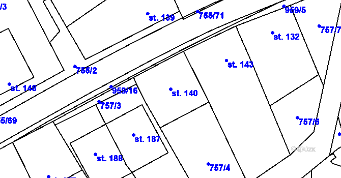 Parcela st. 140 v KÚ Kostelany, Katastrální mapa