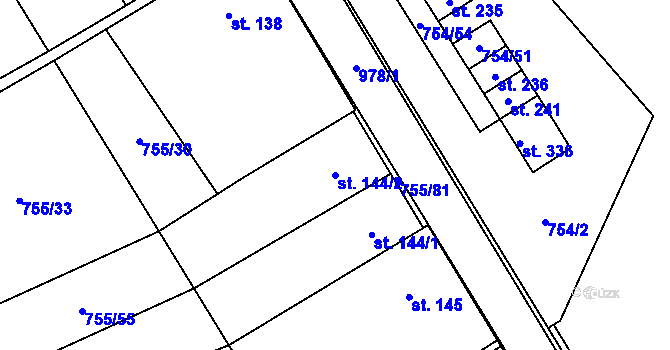 Parcela st. 144/2 v KÚ Kostelany, Katastrální mapa