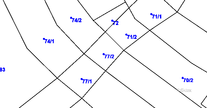Parcela st. 77/2 v KÚ Kostelany, Katastrální mapa