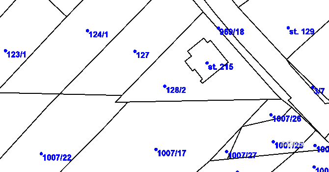 Parcela st. 128/2 v KÚ Kostelany, Katastrální mapa