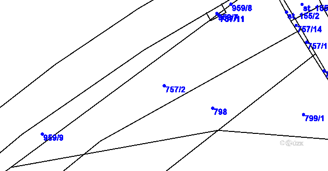 Parcela st. 757/2 v KÚ Kostelany, Katastrální mapa