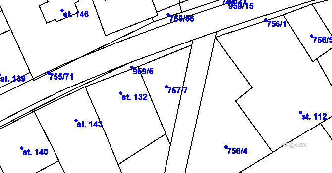 Parcela st. 757/7 v KÚ Kostelany, Katastrální mapa