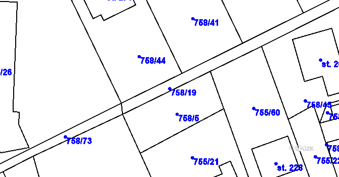 Parcela st. 758/19 v KÚ Kostelany, Katastrální mapa