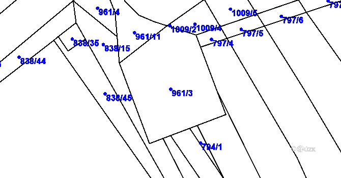 Parcela st. 961/3 v KÚ Kostelany, Katastrální mapa