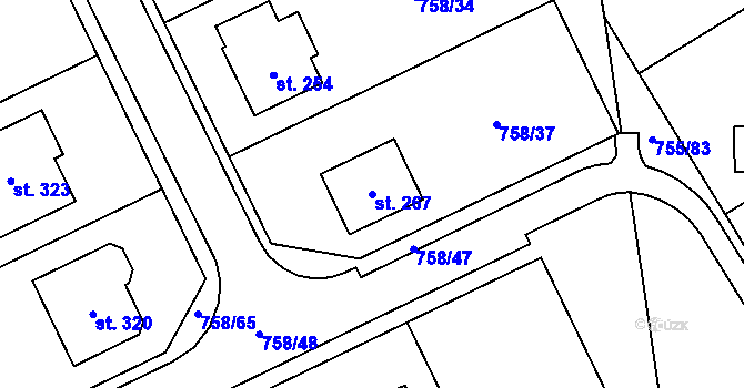 Parcela st. 267 v KÚ Kostelany, Katastrální mapa