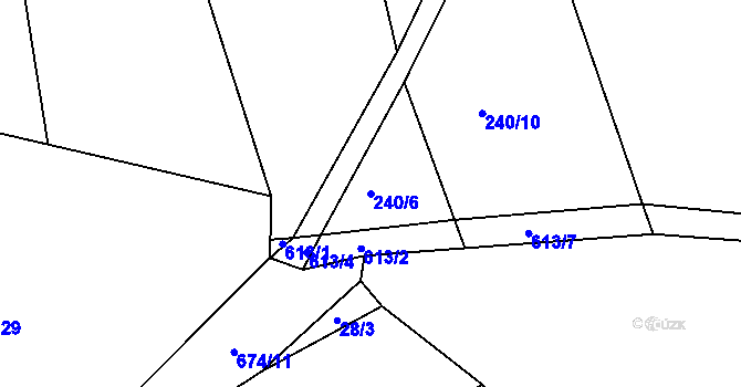 Parcela st. 240/6 v KÚ Lhotka u Kroměříže, Katastrální mapa
