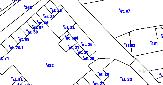 Parcela st. 25 v KÚ Újezdsko, Katastrální mapa