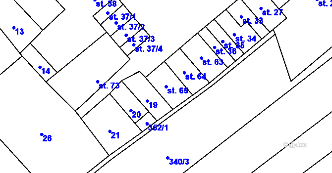 Parcela st. 65 v KÚ Újezdsko, Katastrální mapa