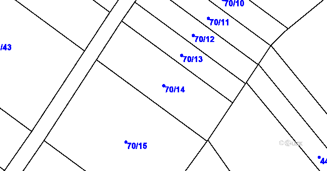 Parcela st. 70/14 v KÚ Újezdsko, Katastrální mapa