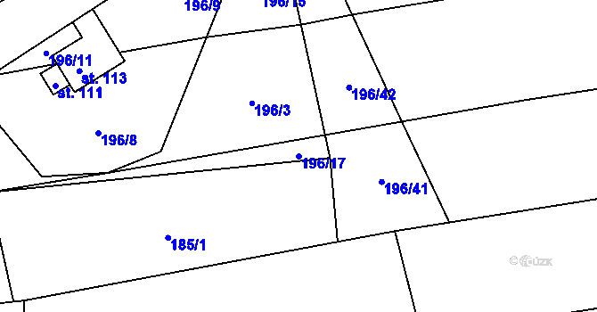 Parcela st. 196/17 v KÚ Újezdsko, Katastrální mapa
