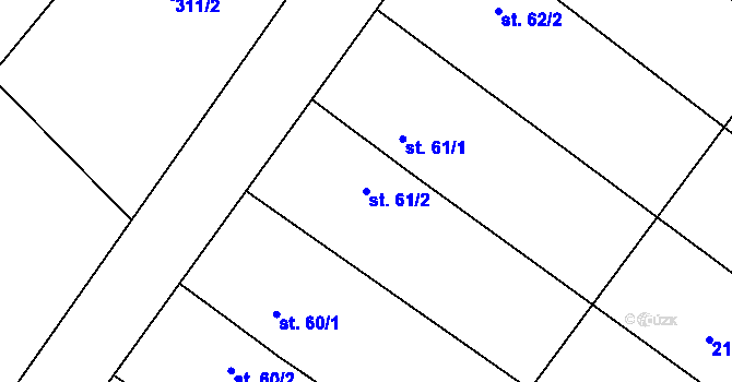 Parcela st. 61/2 v KÚ Hlince, Katastrální mapa