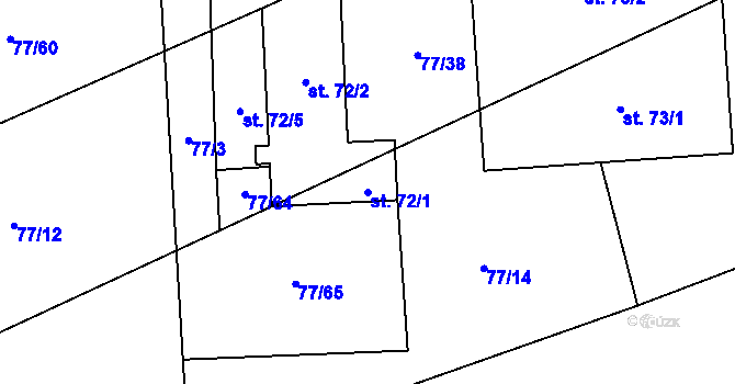 Parcela st. 72/1 v KÚ Hlince, Katastrální mapa