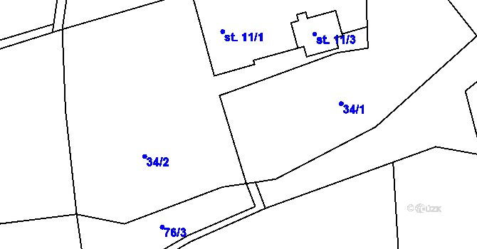 Parcela st. 34 v KÚ Hlince, Katastrální mapa