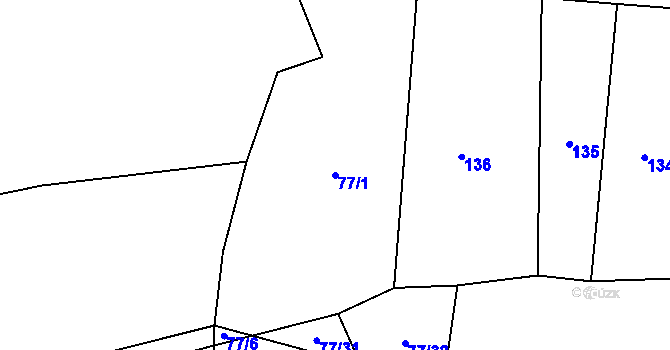 Parcela st. 77/1 v KÚ Hlince, Katastrální mapa