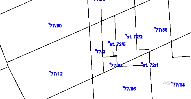 Parcela st. 77/3 v KÚ Hlince, Katastrální mapa