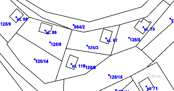 Parcela st. 125/3 v KÚ Hlince, Katastrální mapa