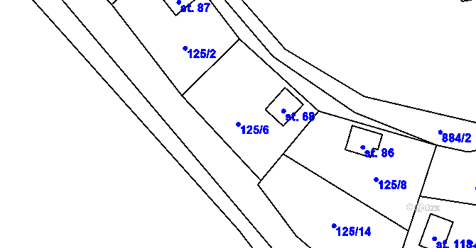 Parcela st. 125/6 v KÚ Hlince, Katastrální mapa