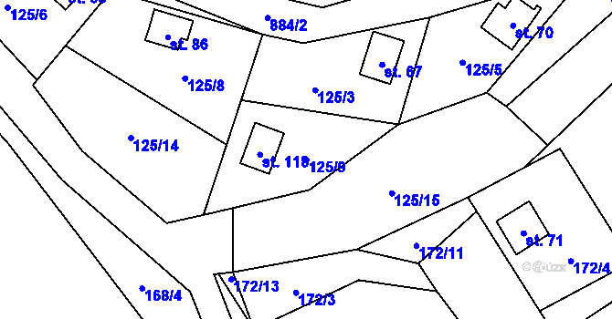 Parcela st. 125/9 v KÚ Hlince, Katastrální mapa