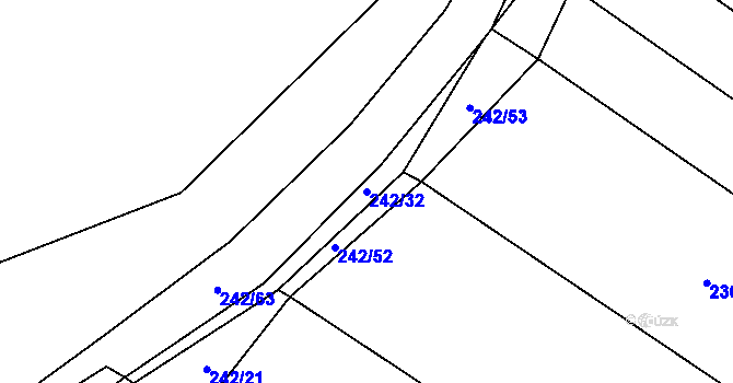 Parcela st. 242/32 v KÚ Hlince, Katastrální mapa