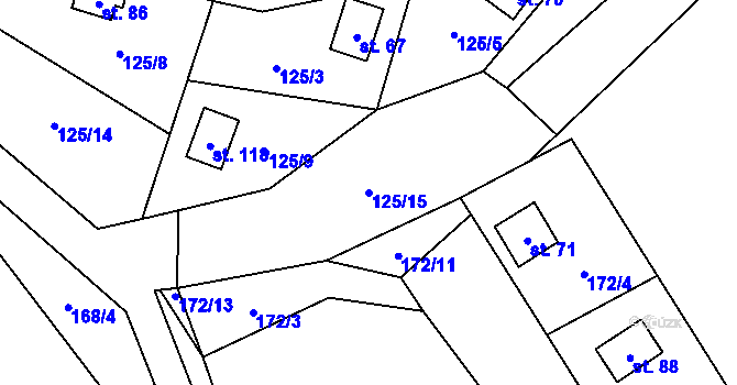 Parcela st. 125/15 v KÚ Hlince, Katastrální mapa